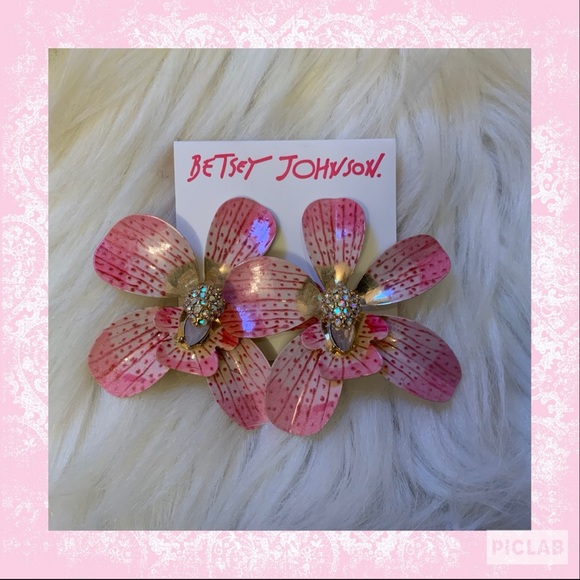 Betsey Johnson Jewelry - Betsey Johnson Orchid Statement Earrings NWT